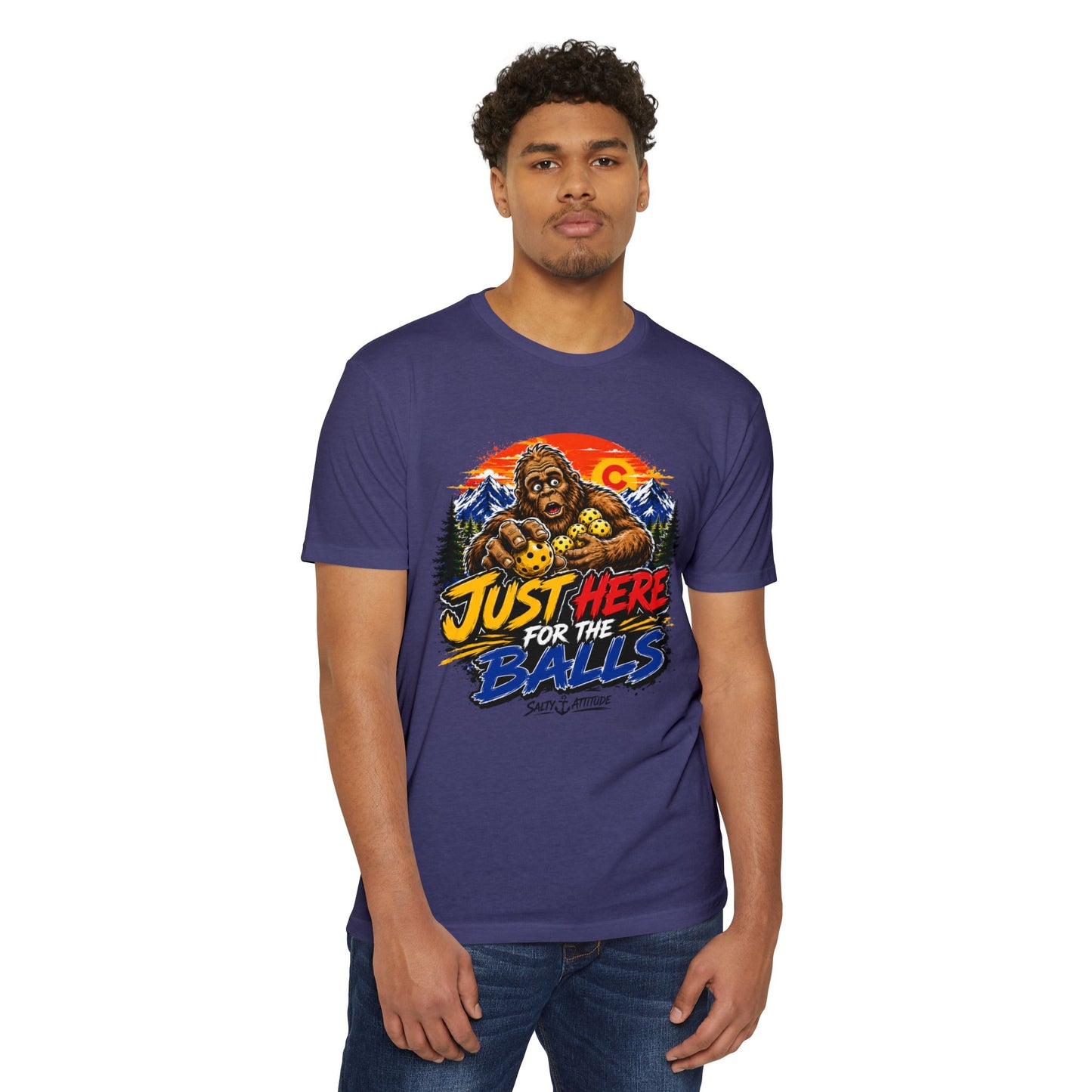 Just Here for the Balls T-Shirt — Funny Salty Attitude Sports Pickleball Tee