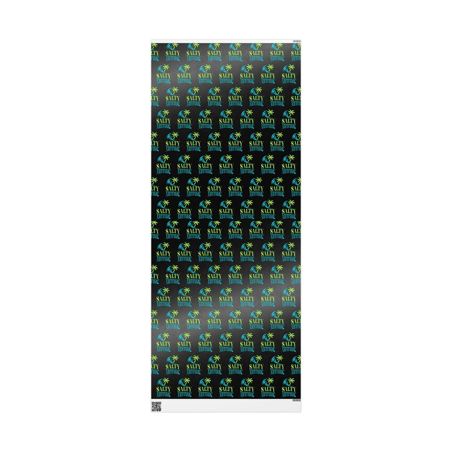 Wrapping Paper — Neon Retro Skate Pattern on Black (Holiday Gift Wrap)