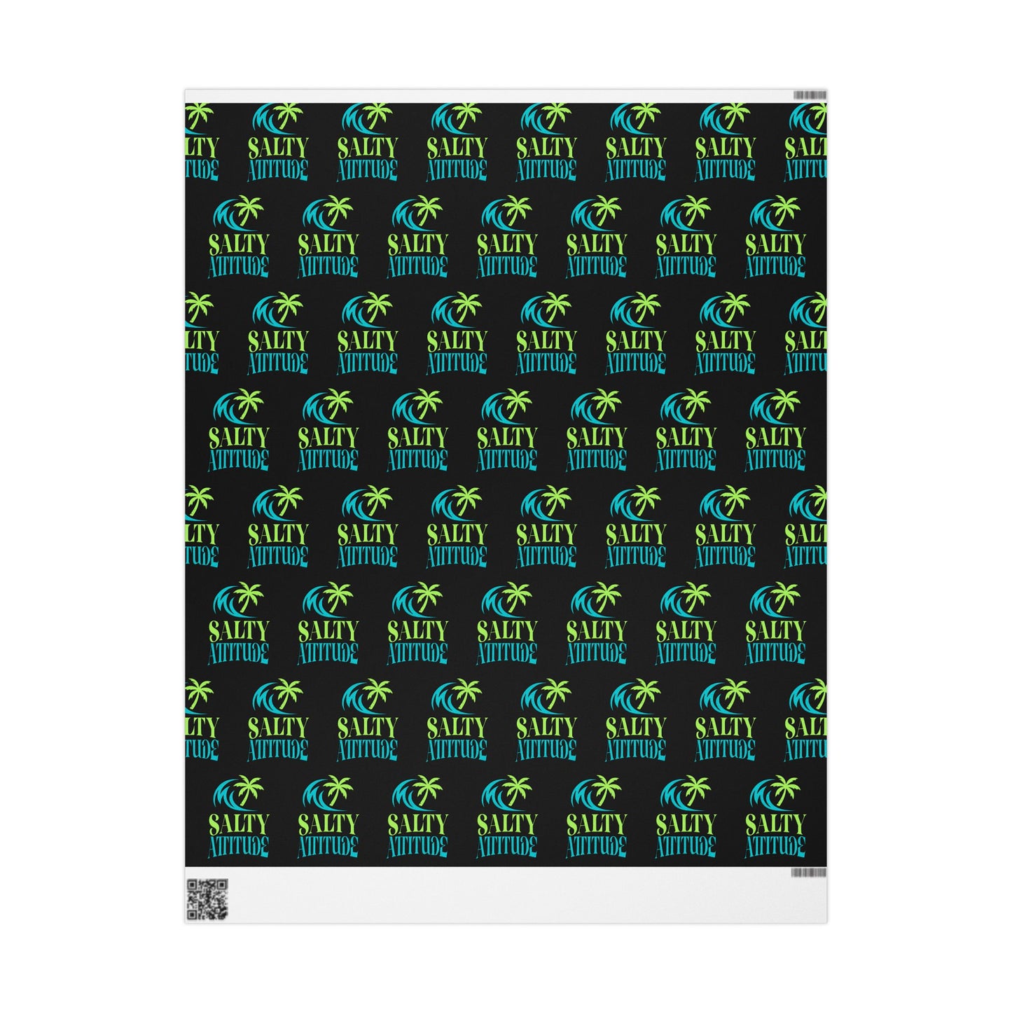 Wrapping Paper — Neon Retro Skate Pattern on Black (Holiday Gift Wrap)