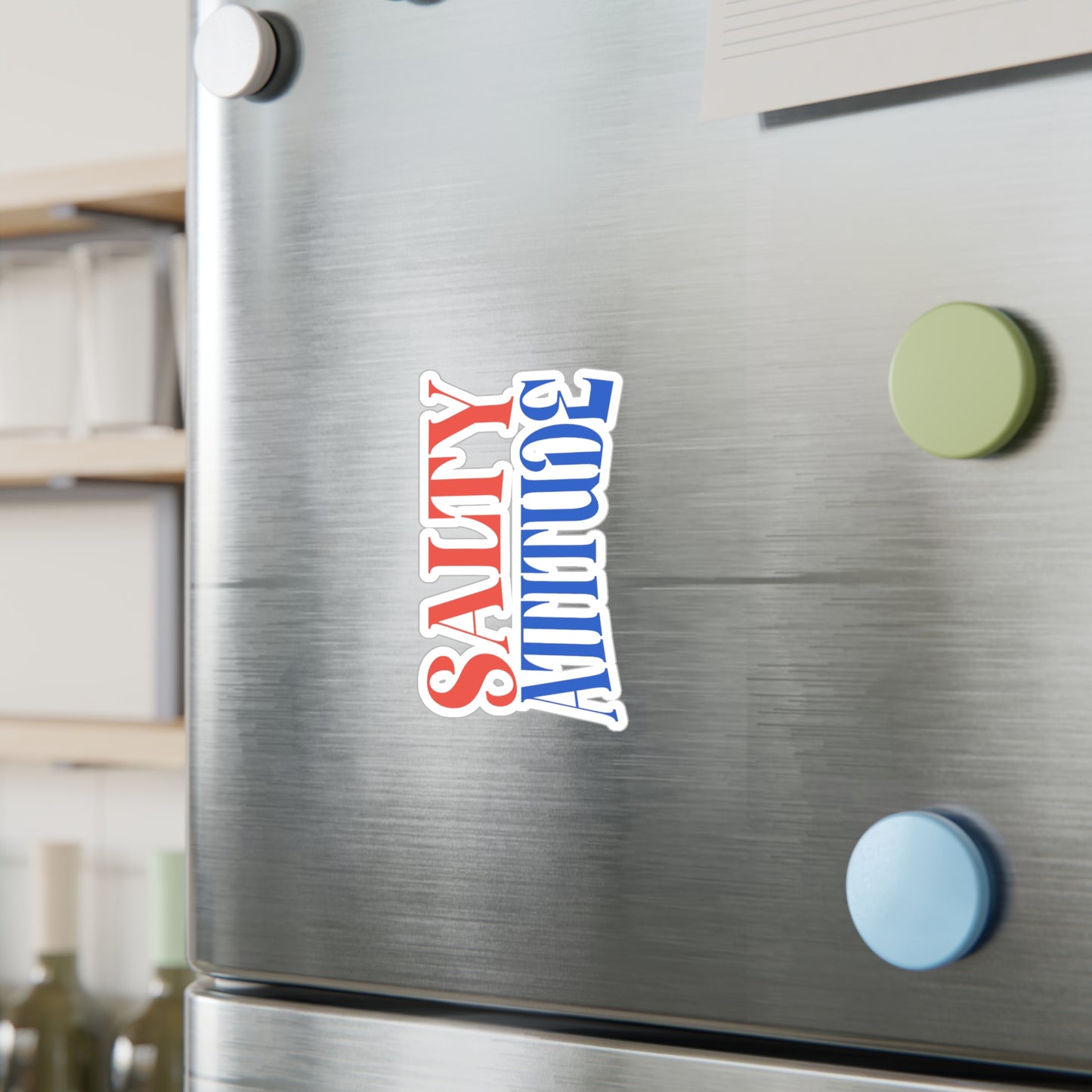 Salty Attitude Vinyl Sticker — Red & Blue Kiss-Cut Decal