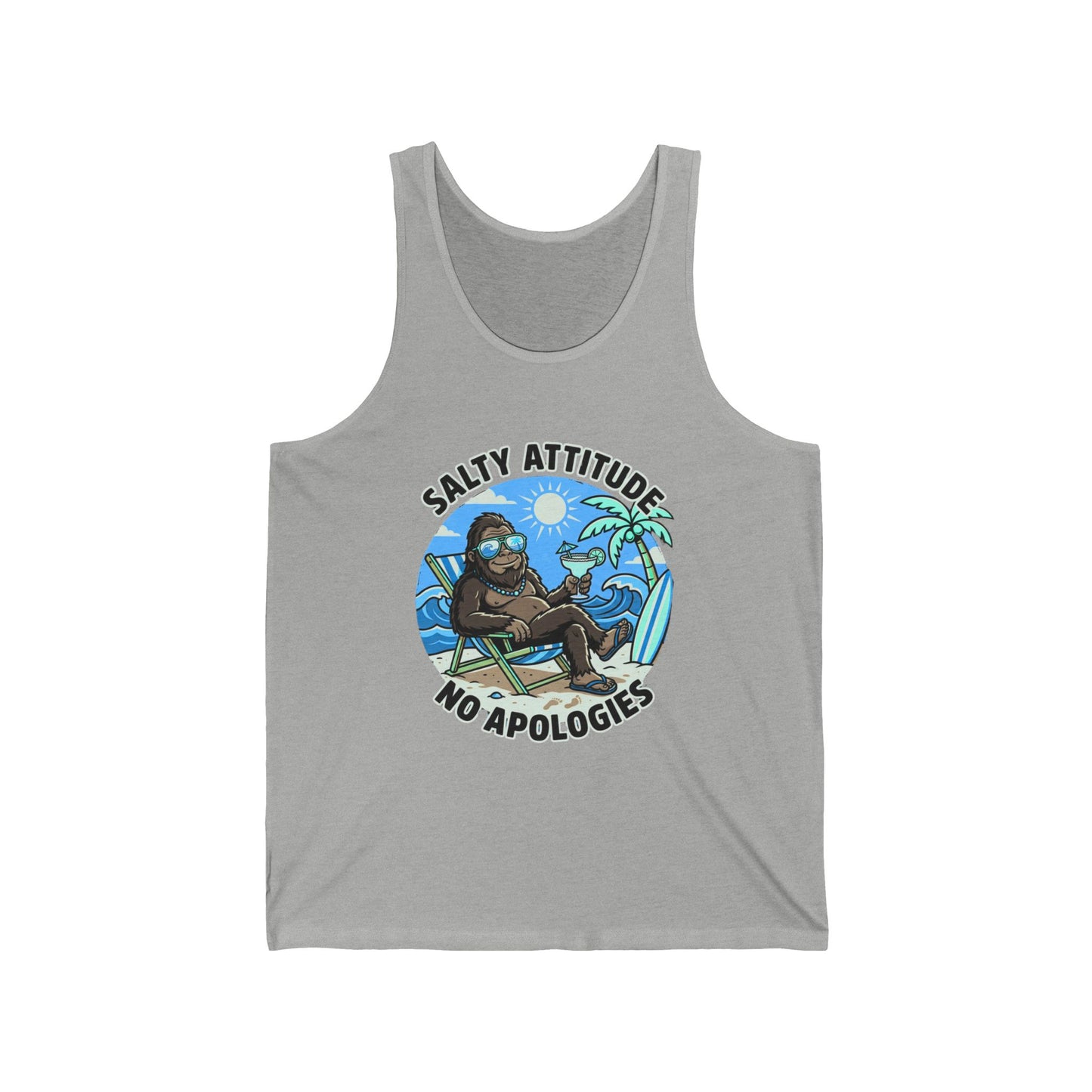 Salty Attitude No Apologies Tank Top — Funny Beach Vibes Surfing Palm Graphic
