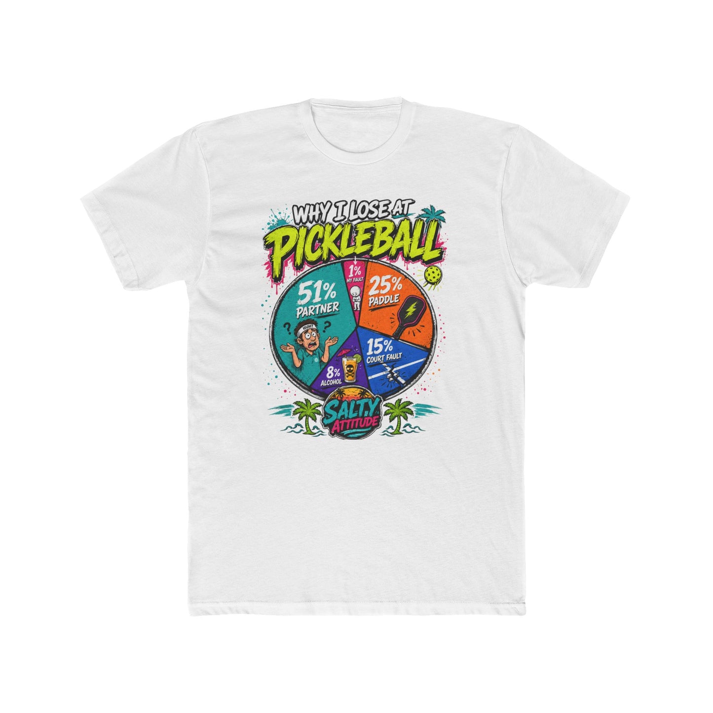 Pickleball Loss Pie Chart T-Shirt — “Why I Lose at Pickleball” Funny Sports Tee