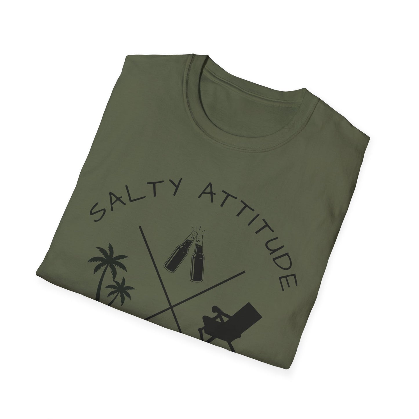 Salty Attitude Beach T-Shirt — Coastal Vacation Shirt with Sunglasses & Palm Icons
