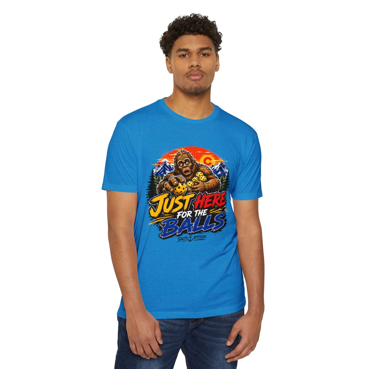 Just Here for the Balls T-Shirt — Funny Salty Attitude Sports Pickleball Tee