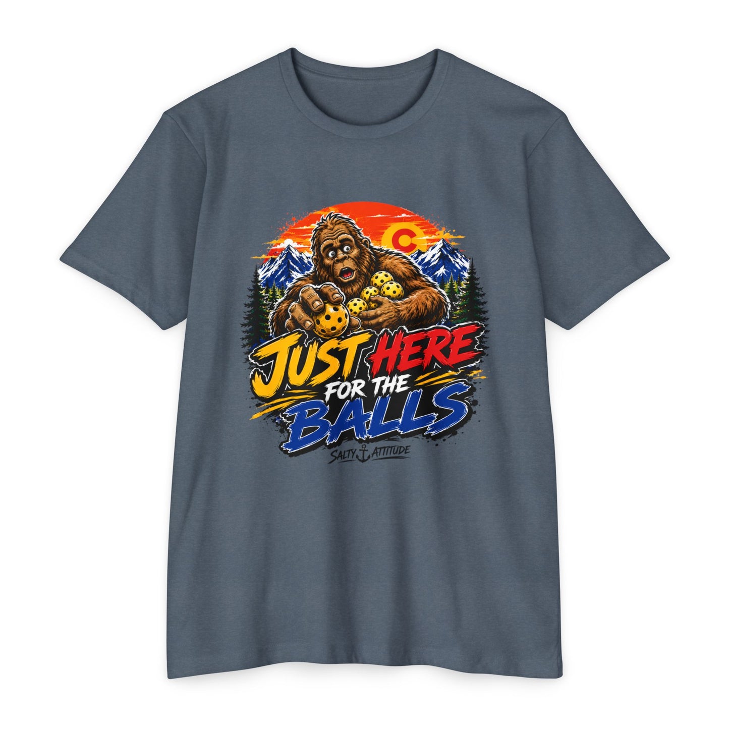Just Here for the Balls T-Shirt — Funny Salty Attitude Sports Pickleball Tee