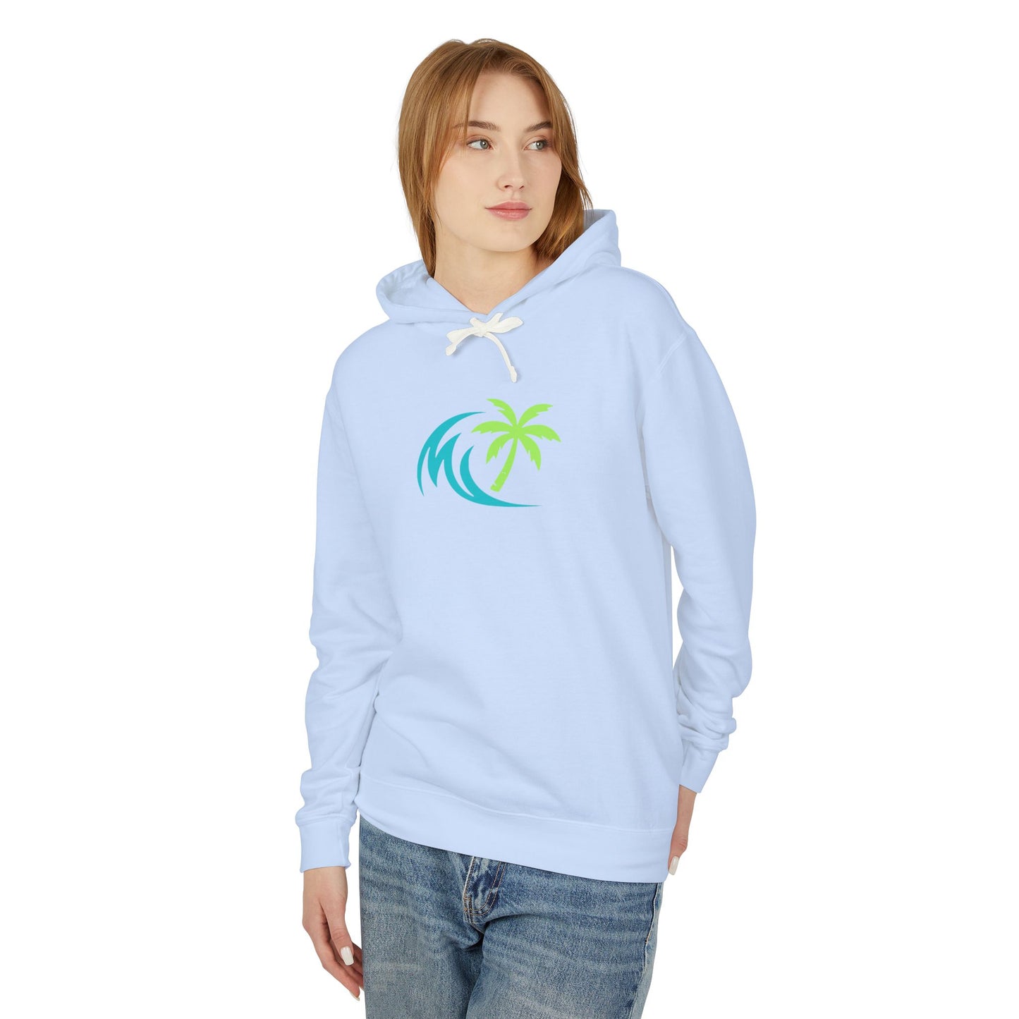 Salty Attitude Hoodie — Beach Palm Wave Lightweight Pullover