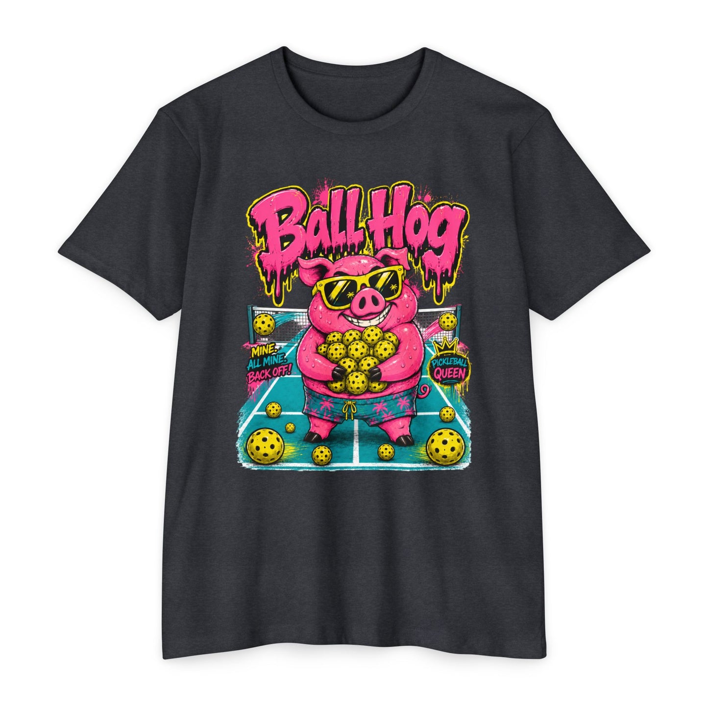 Ball Hog Pickleball T-Shirt — Retro Pig Graphic Tee ("Ball Hog")