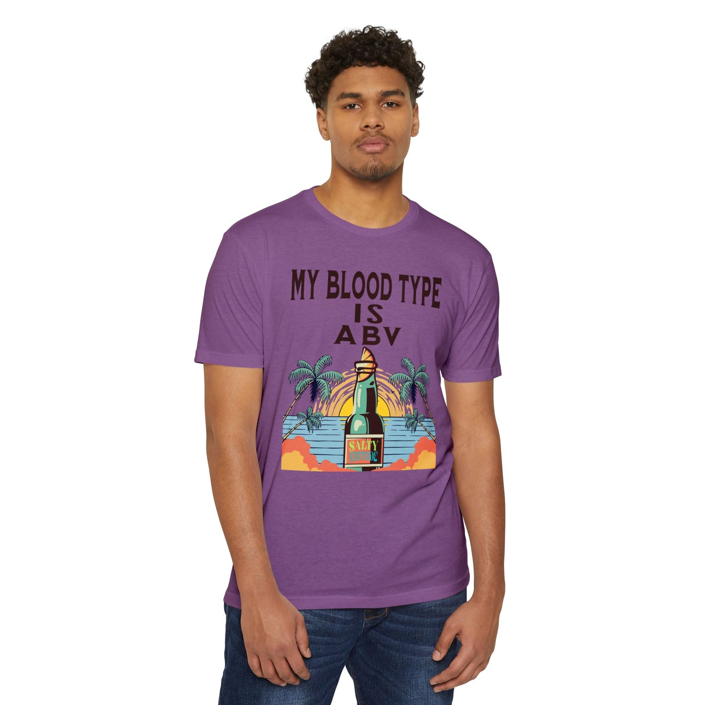Salty Attitude T-Shirt — "My Blood Type Is ABV" Beach Beer Graphic Tee