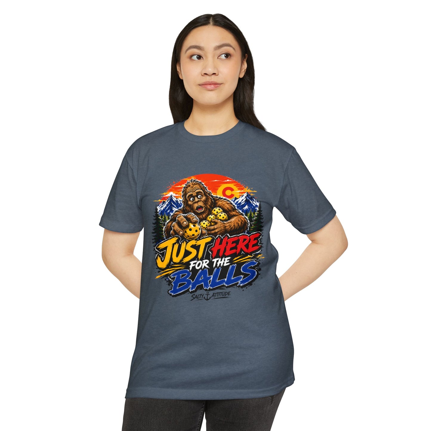 Just Here for the Balls T-Shirt — Funny Salty Attitude Sports Pickleball Tee