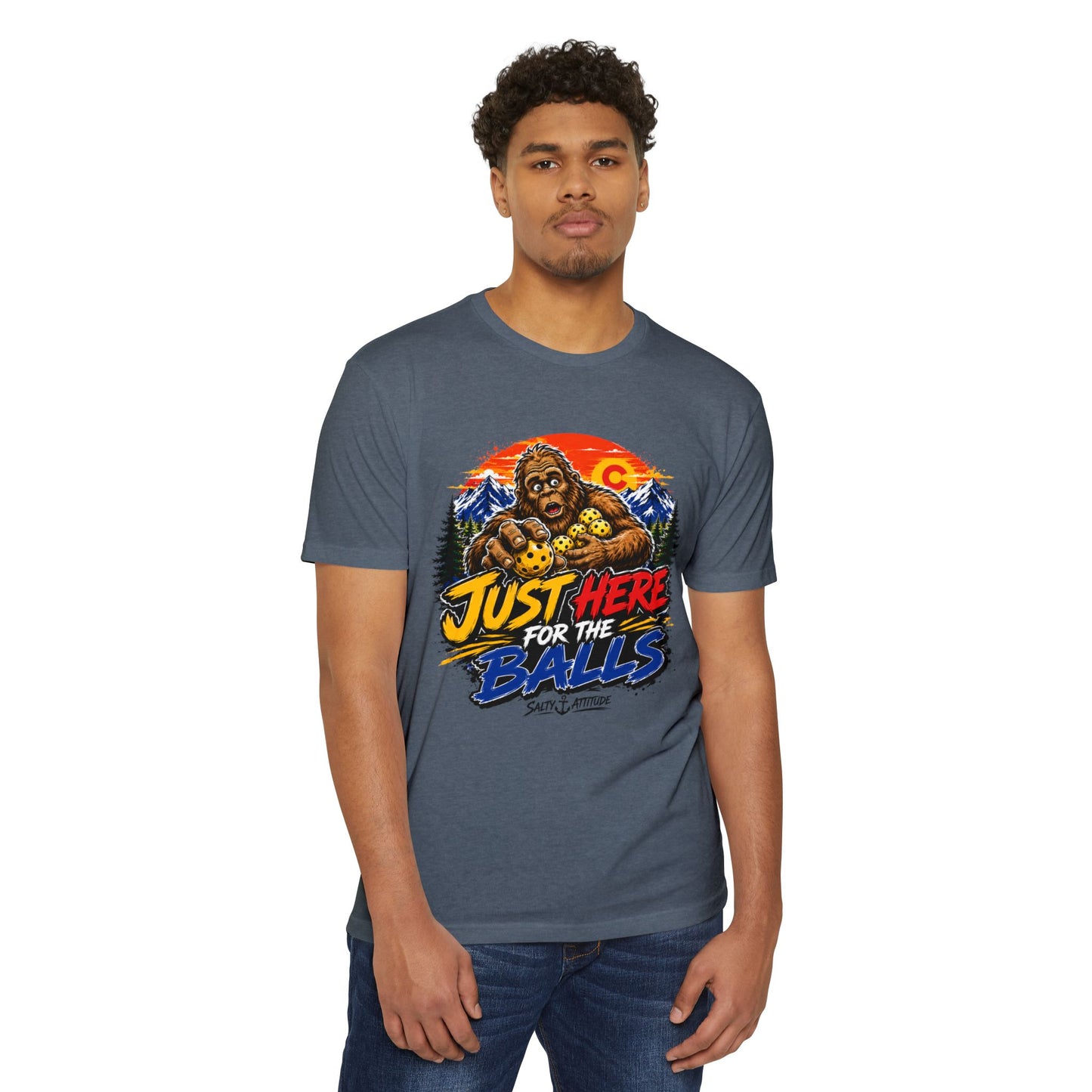 Just Here for the Balls T-Shirt — Funny Salty Attitude Sports Pickleball Tee
