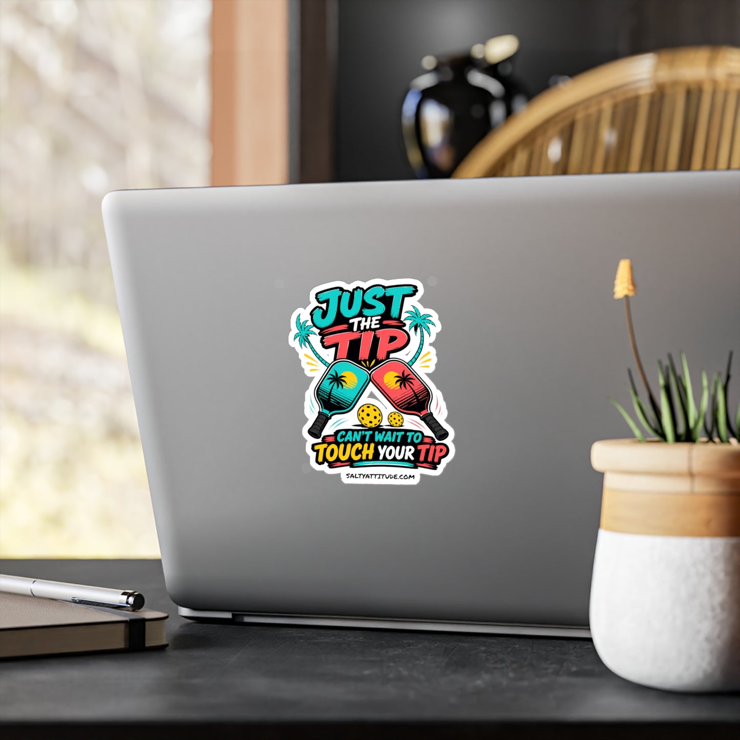 Pickleball Sticker — "Just the Tip" Kiss-Cut Vinyl Decal (Colorful Paddle Design)