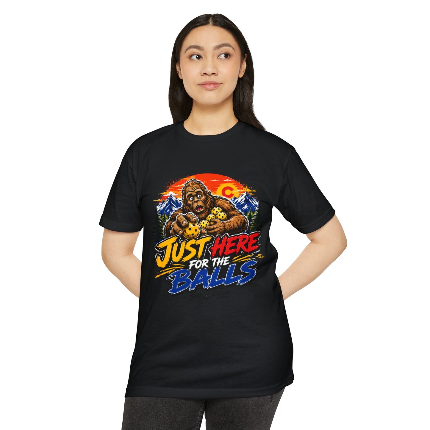 Just Here for the Balls T-Shirt — Funny Salty Attitude Sports Pickleball Tee