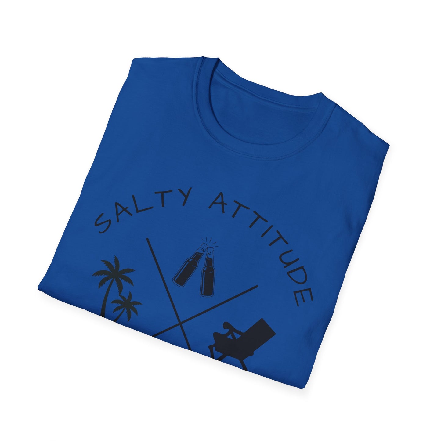 Salty Attitude Beach T-Shirt — Coastal Vacation Shirt with Sunglasses & Palm Icons