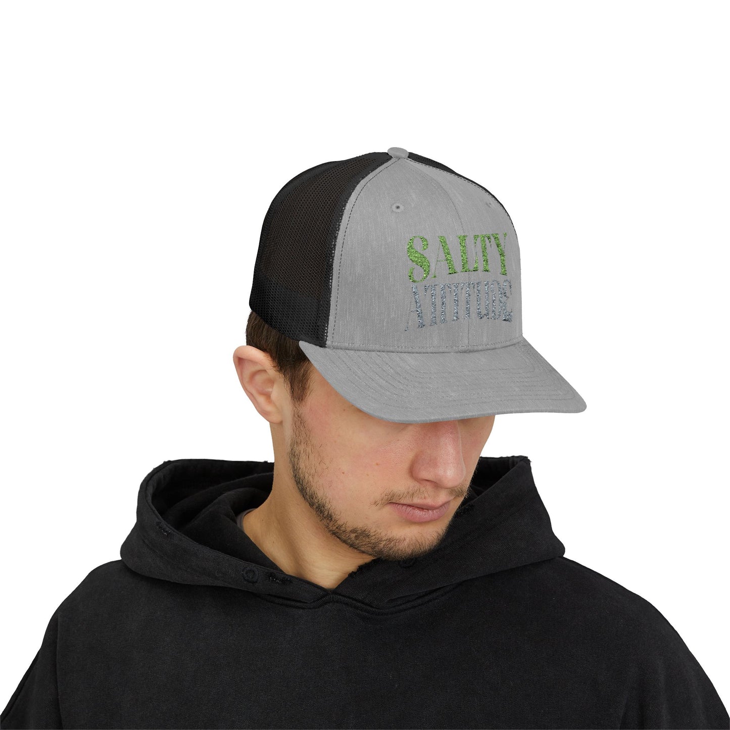 Salty Attitude Snapback Trucker Cap — Beachy, Sassy Mesh Hat for Coastal Lovers