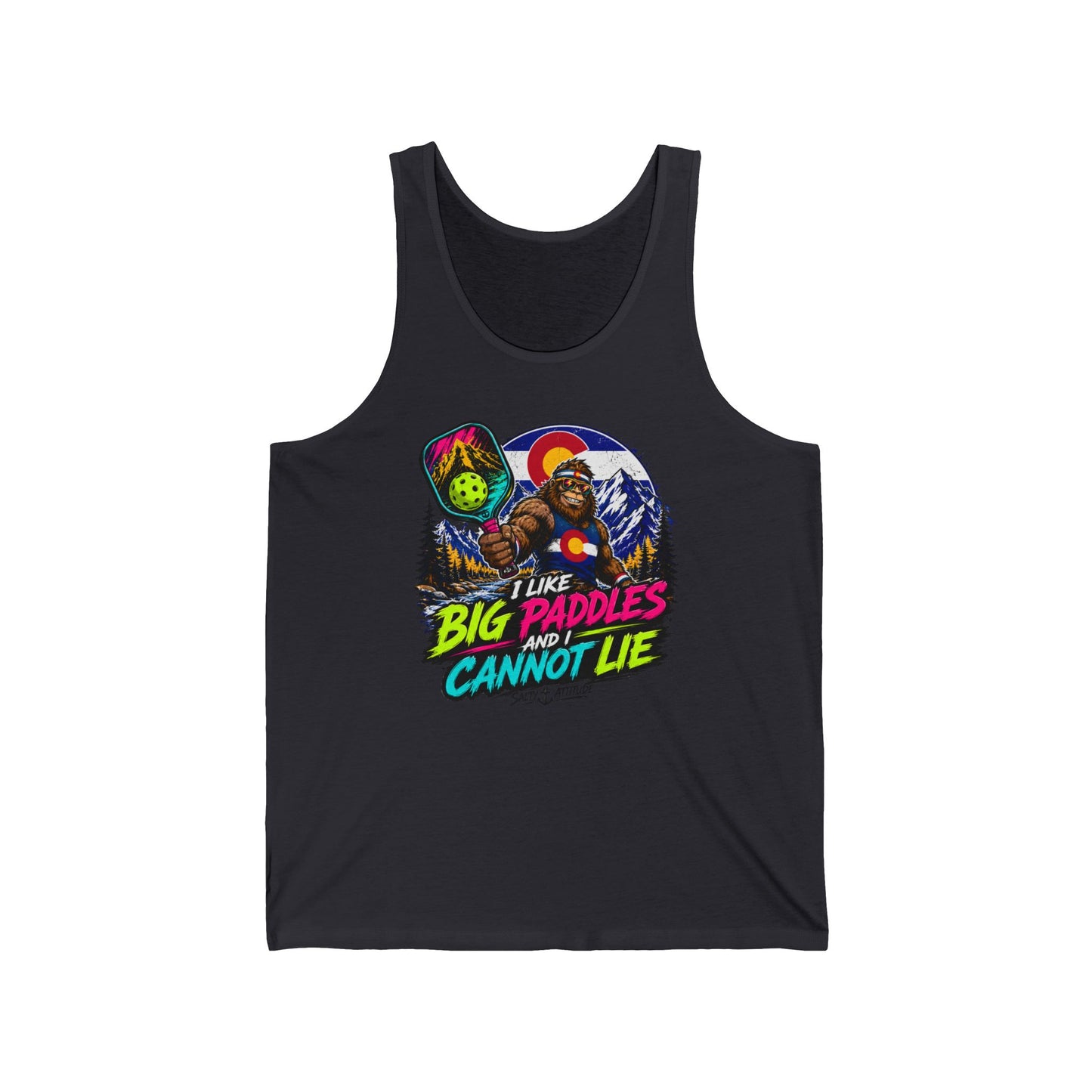 Pickleball Tank Top — "I Like Big Paddles and I Cannot Lie" Retro Graphic
