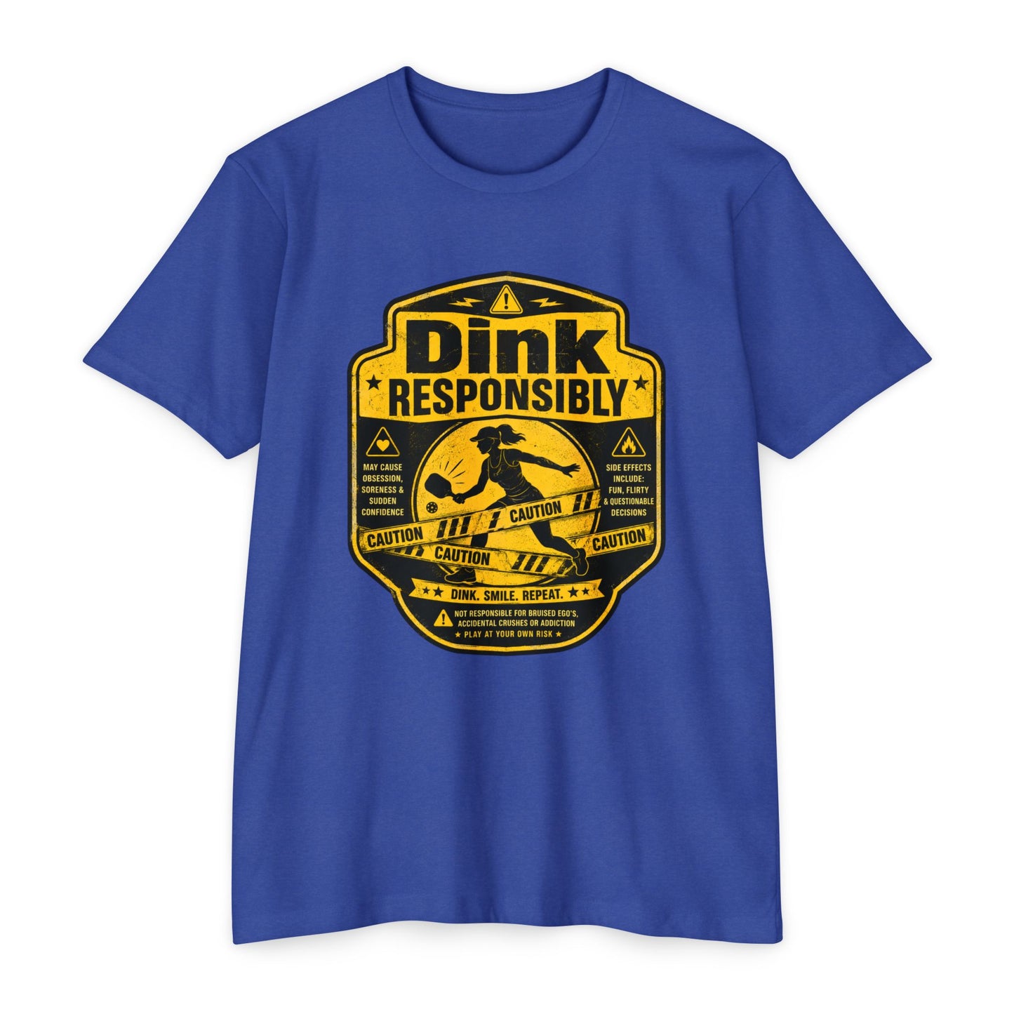 Dink Responsibly T-Shirt — Funny Pickleball 'Dink Responsibly' Graphic Tee (Salty Logo on Back)