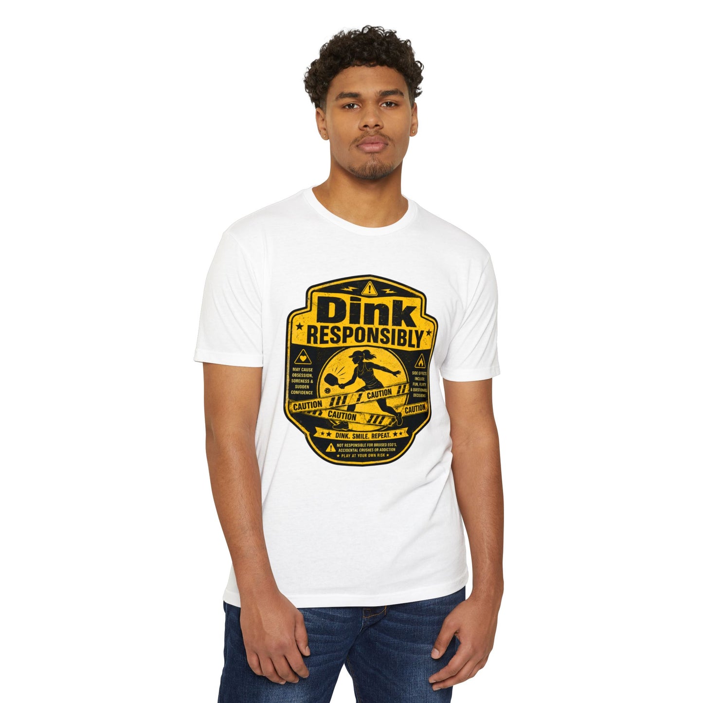 Dink Responsibly T-Shirt — Funny Pickleball 'Dink Responsibly' Graphic Tee (Salty Logo on Back)