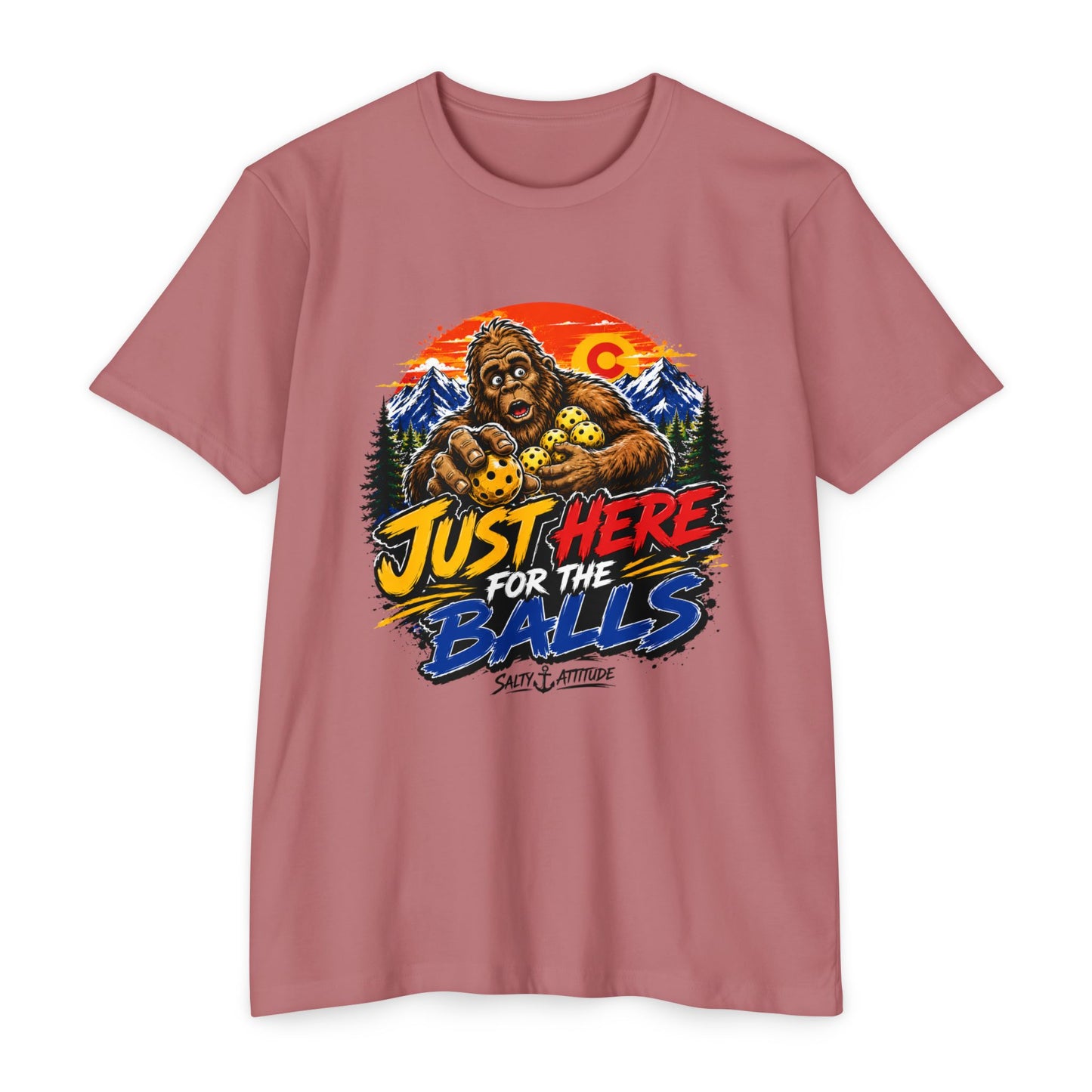 Just Here for the Balls T-Shirt — Funny Salty Attitude Sports Pickleball Tee