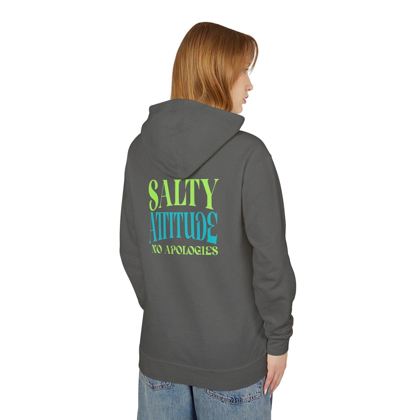 Salty Attitude Hoodie — Beach Palm Wave Lightweight Pullover