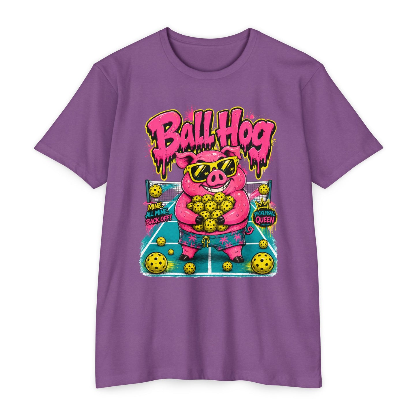 Ball Hog Pickleball T-Shirt — Retro Pig Graphic Tee ("Ball Hog")