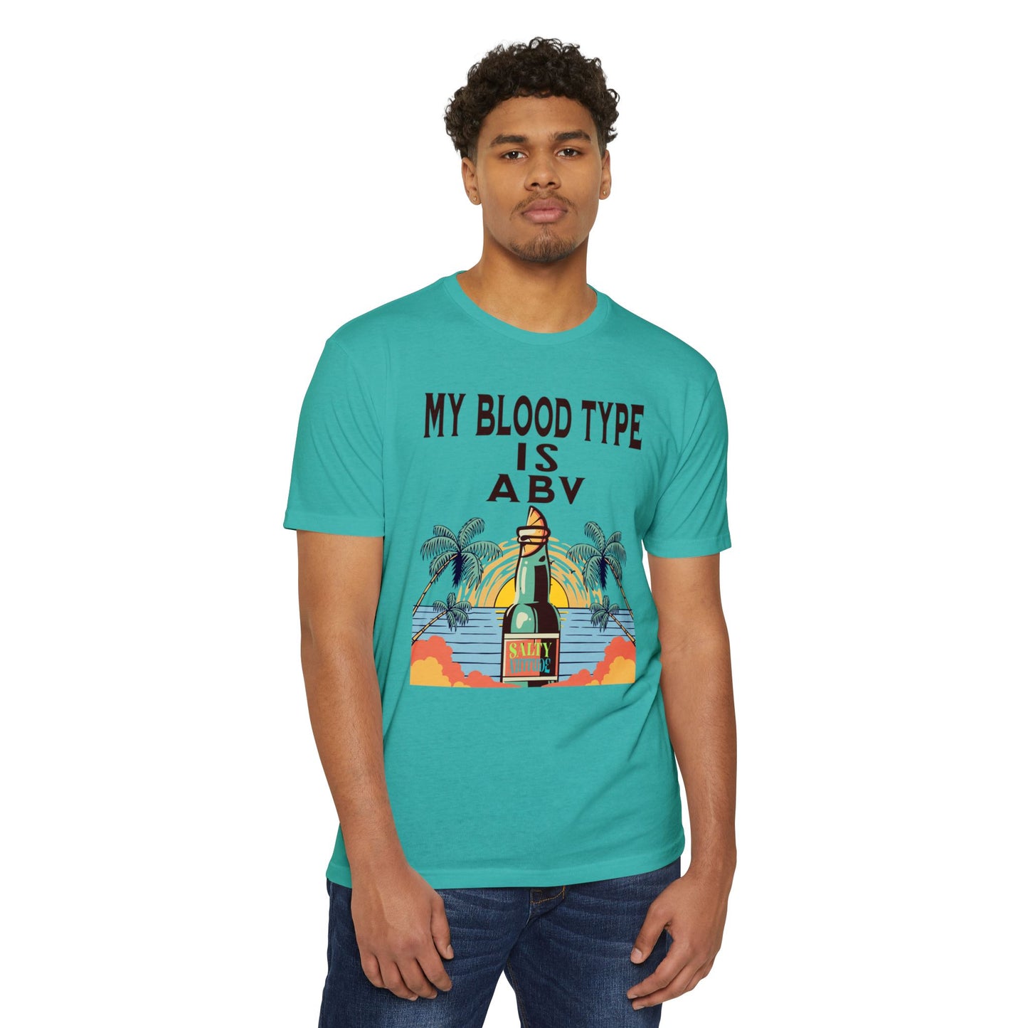 Salty Attitude T-Shirt — "My Blood Type Is ABV" Beach Beer Graphic Tee