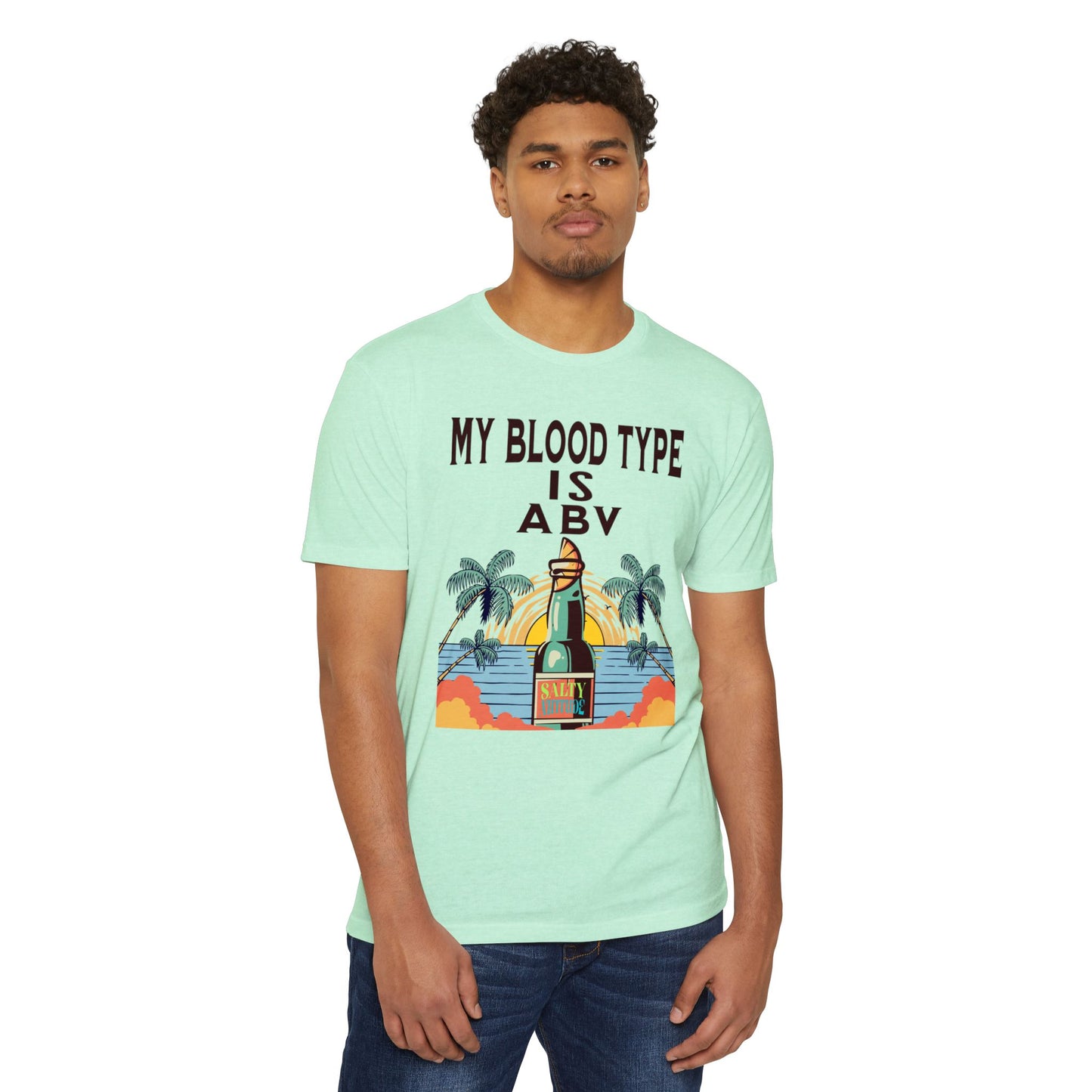 Salty Attitude T-Shirt — "My Blood Type Is ABV" Beach Beer Graphic Tee
