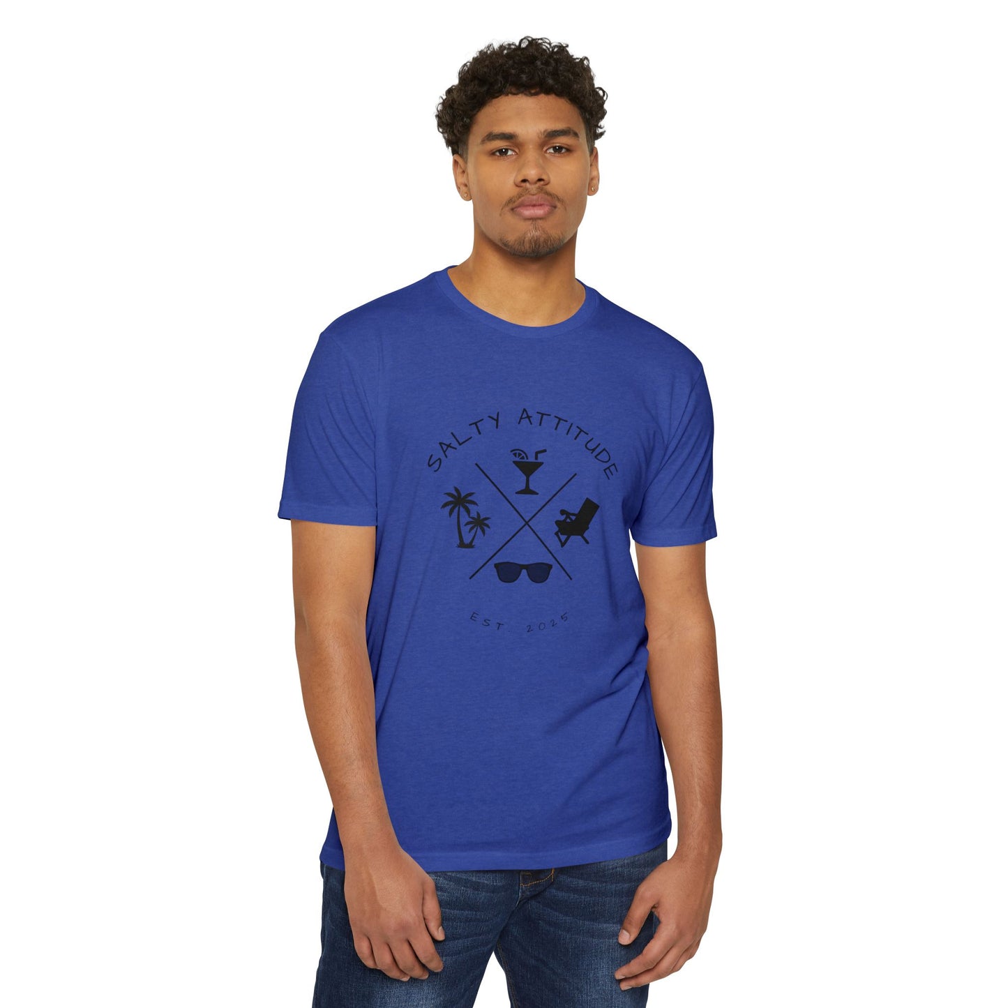 Salty Attitude Beach T-Shirt — Tropical Palm Cocktail Graphic Tee