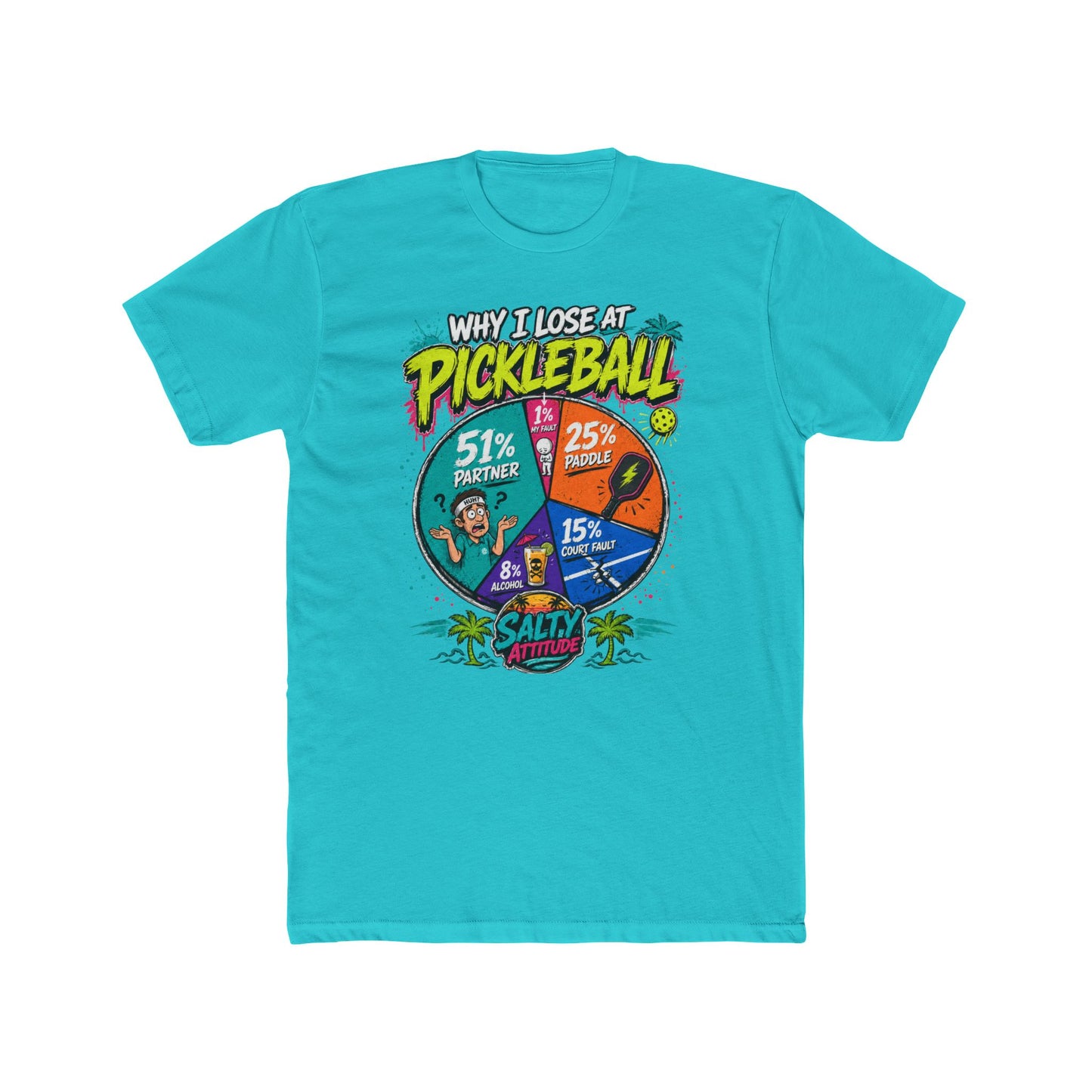 Pickleball Loss Pie Chart T-Shirt — “Why I Lose at Pickleball” Funny Sports Tee