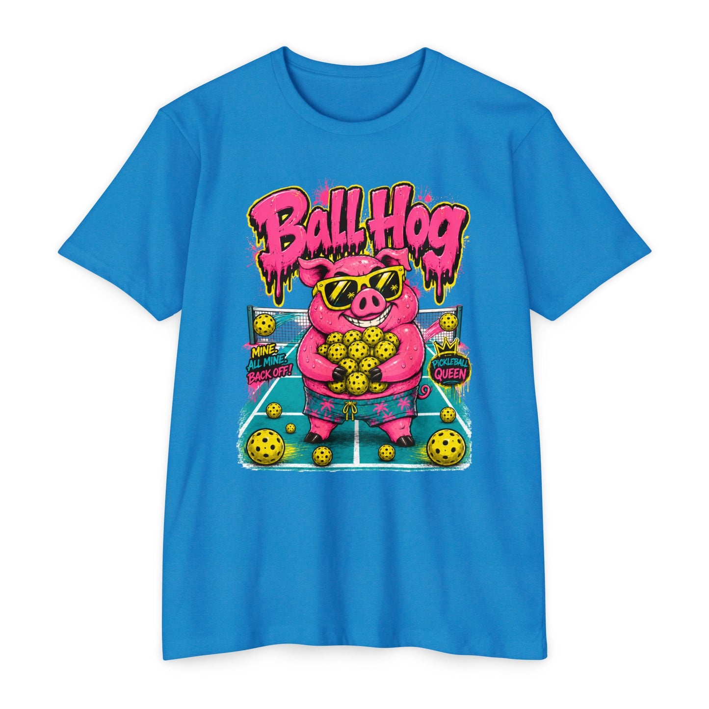 Ball Hog Pickleball T-Shirt — Retro Pig Graphic Tee ("Ball Hog")