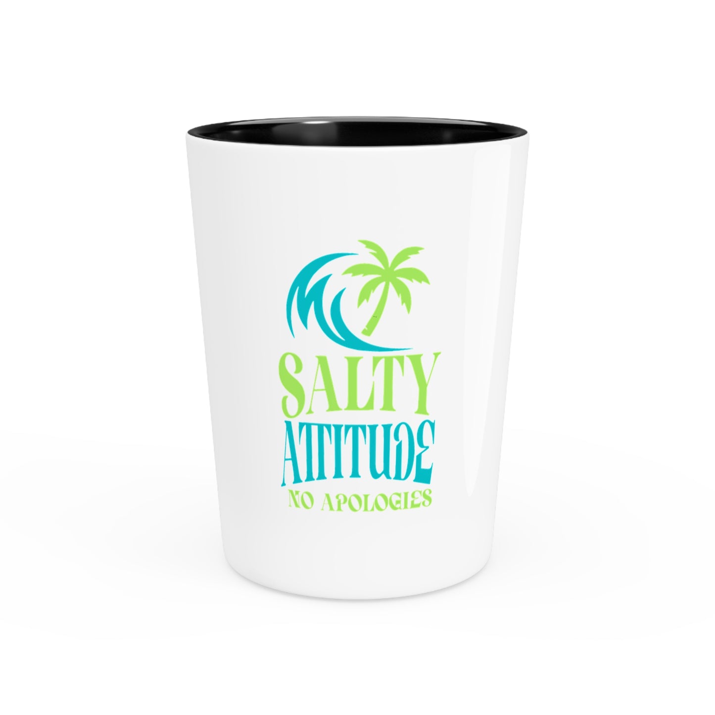 Salty Attitude Shot Glass, Fun Beach Barware, Tropical Party Glass,