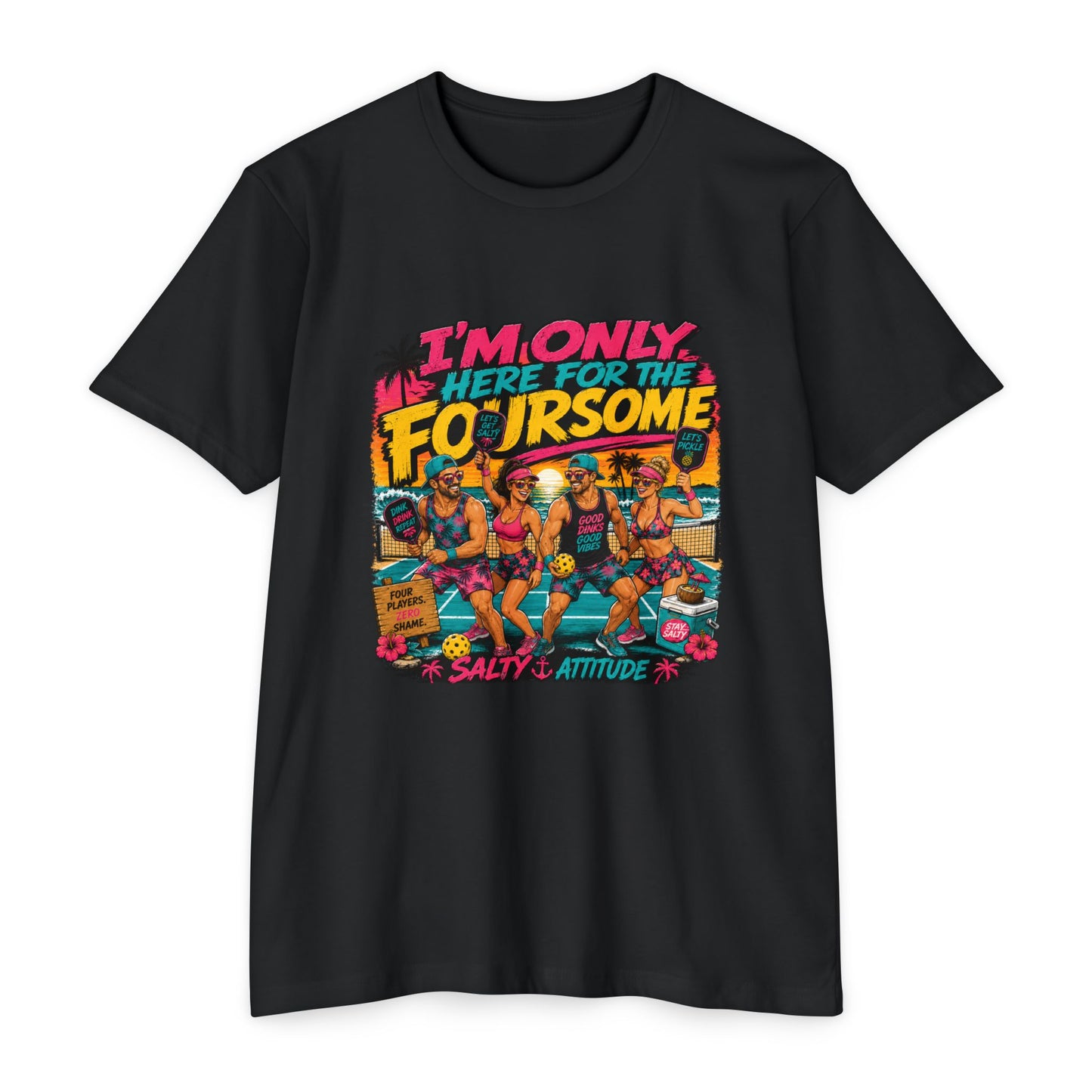 I'm Only Here for the Foursome Beach T-Shirt — Salty Attitude Retro Vacation Tee