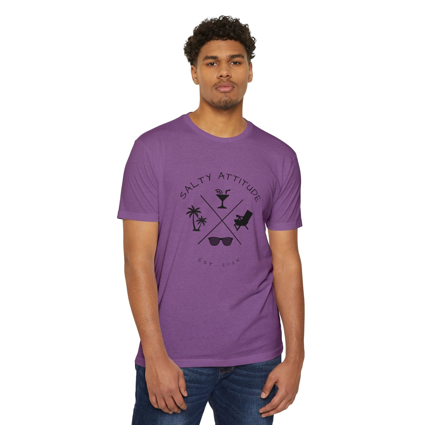 Salty Attitude Beach T-Shirt — Tropical Palm Cocktail Graphic Tee