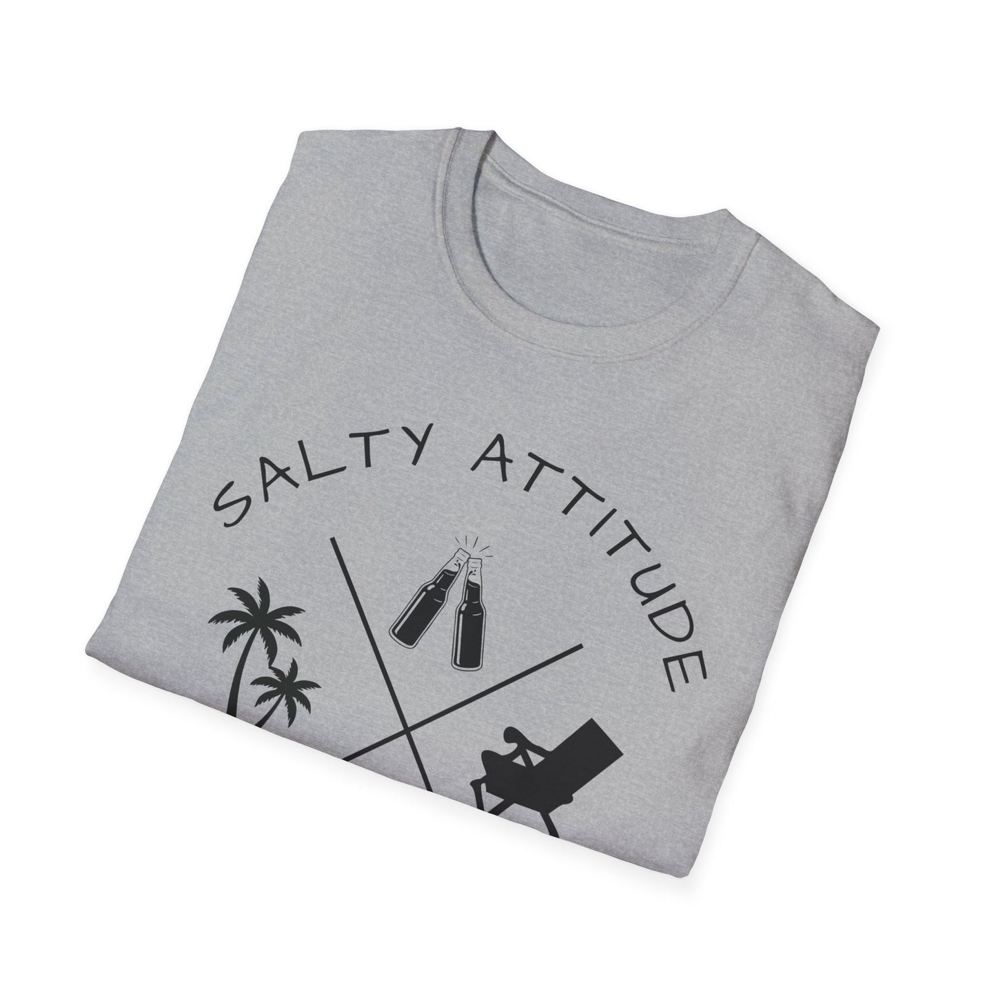 Salty Attitude Beach T-Shirt — Coastal Vacation Shirt with Sunglasses & Palm Icons