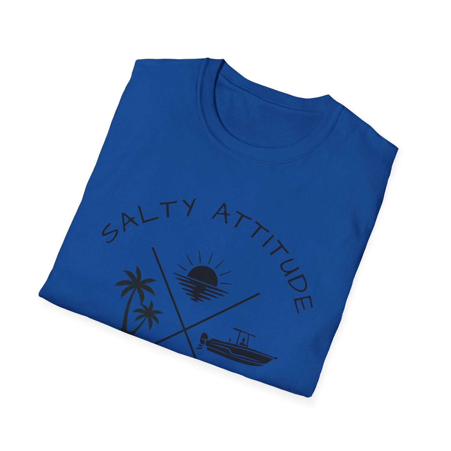 Salty Attitude Beach T-Shirt — Coastal Vacation Shirt with Boat & Palm Icons