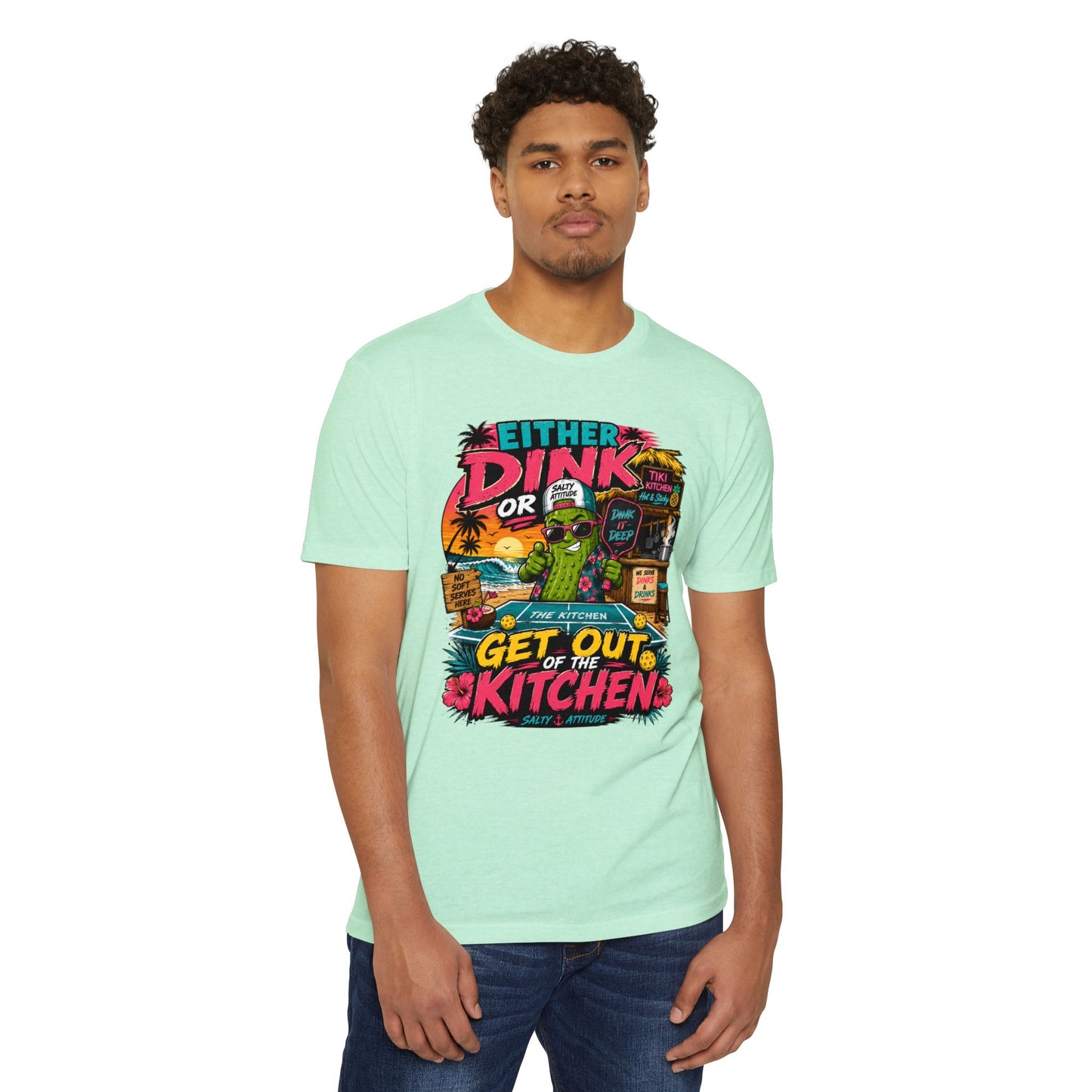 Either Dink or Get Out of the Kitchen T-Shirt – Funny Beach Bar Salty Crew Tee