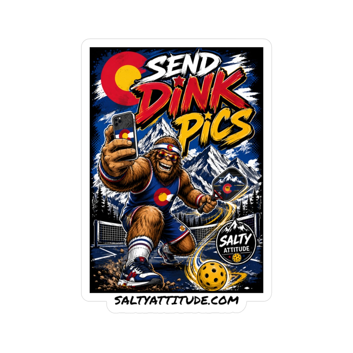 Send Dink Pics Pickleball Sticker — Funny Colorado Sasquatch Vinyl Decal