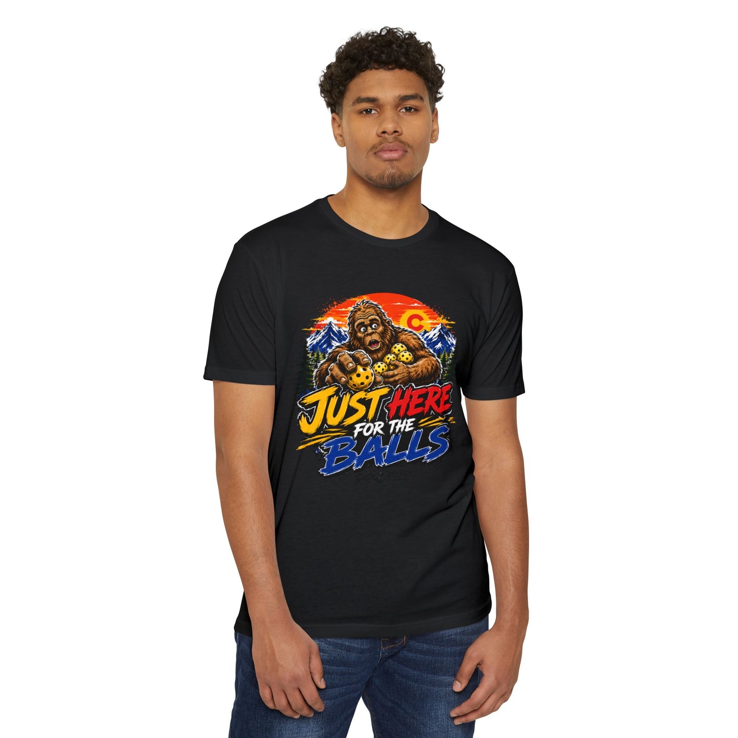 Just Here for the Balls T-Shirt — Funny Salty Attitude Sports Pickleball Tee