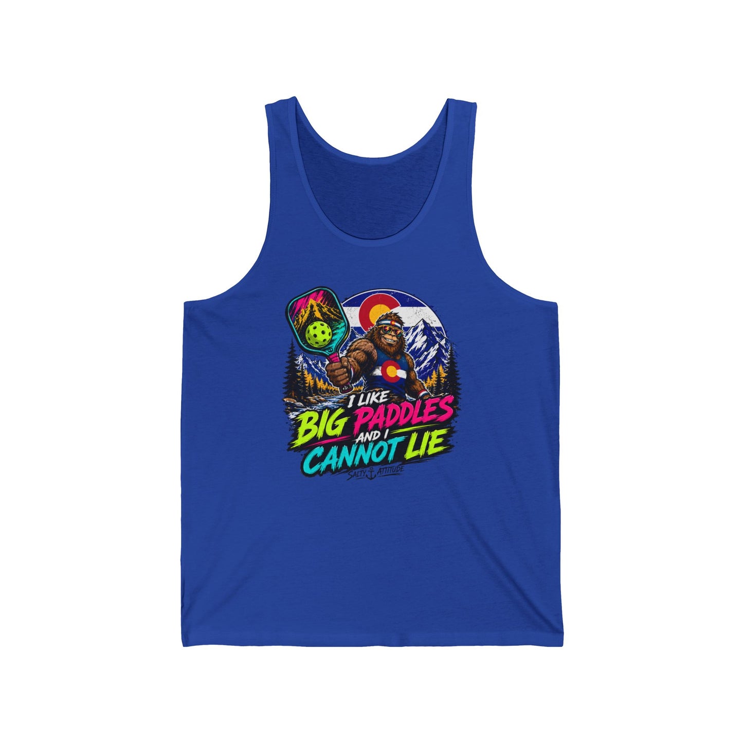 Pickleball Tank Top — "I Like Big Paddles and I Cannot Lie" Retro Graphic