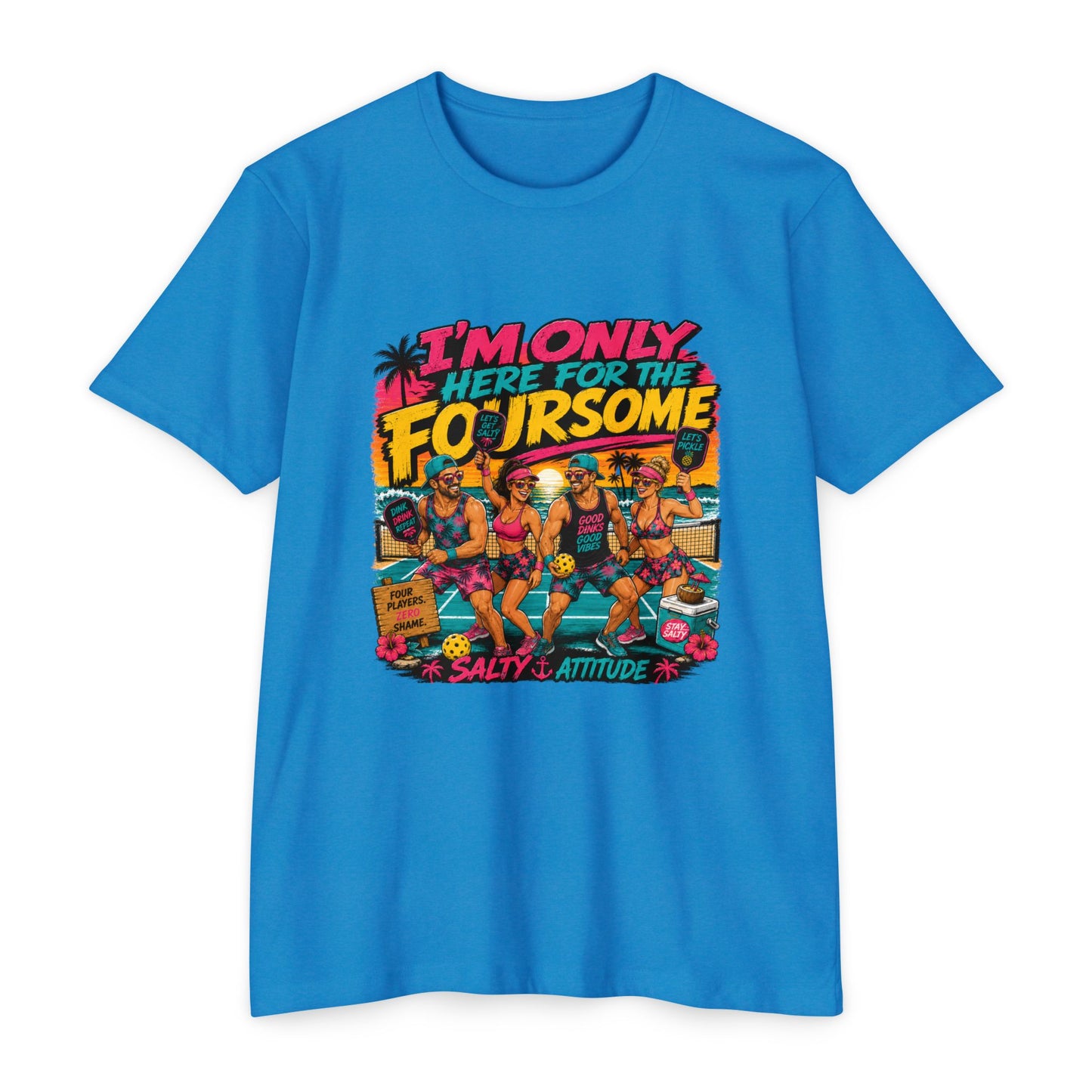 I'm Only Here for the Foursome Beach T-Shirt — Salty Attitude Retro Vacation Tee