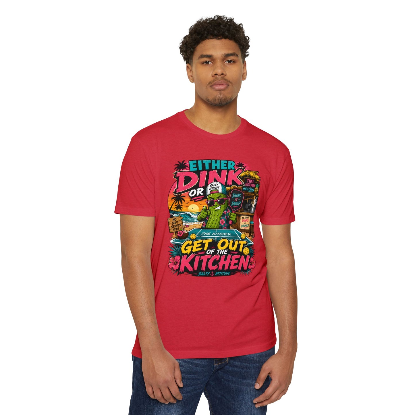 Either Dink or Get Out of the Kitchen T-Shirt – Funny Beach Bar Salty Crew Tee