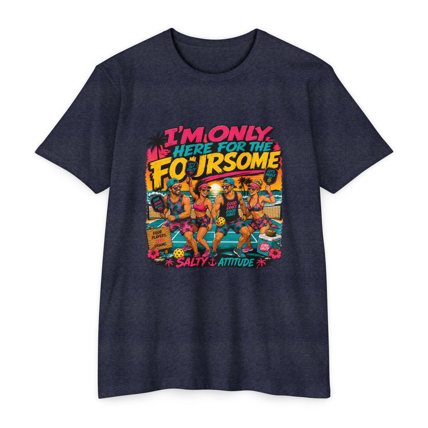 I'm Only Here for the Foursome Beach T-Shirt — Salty Attitude Retro Vacation Tee
