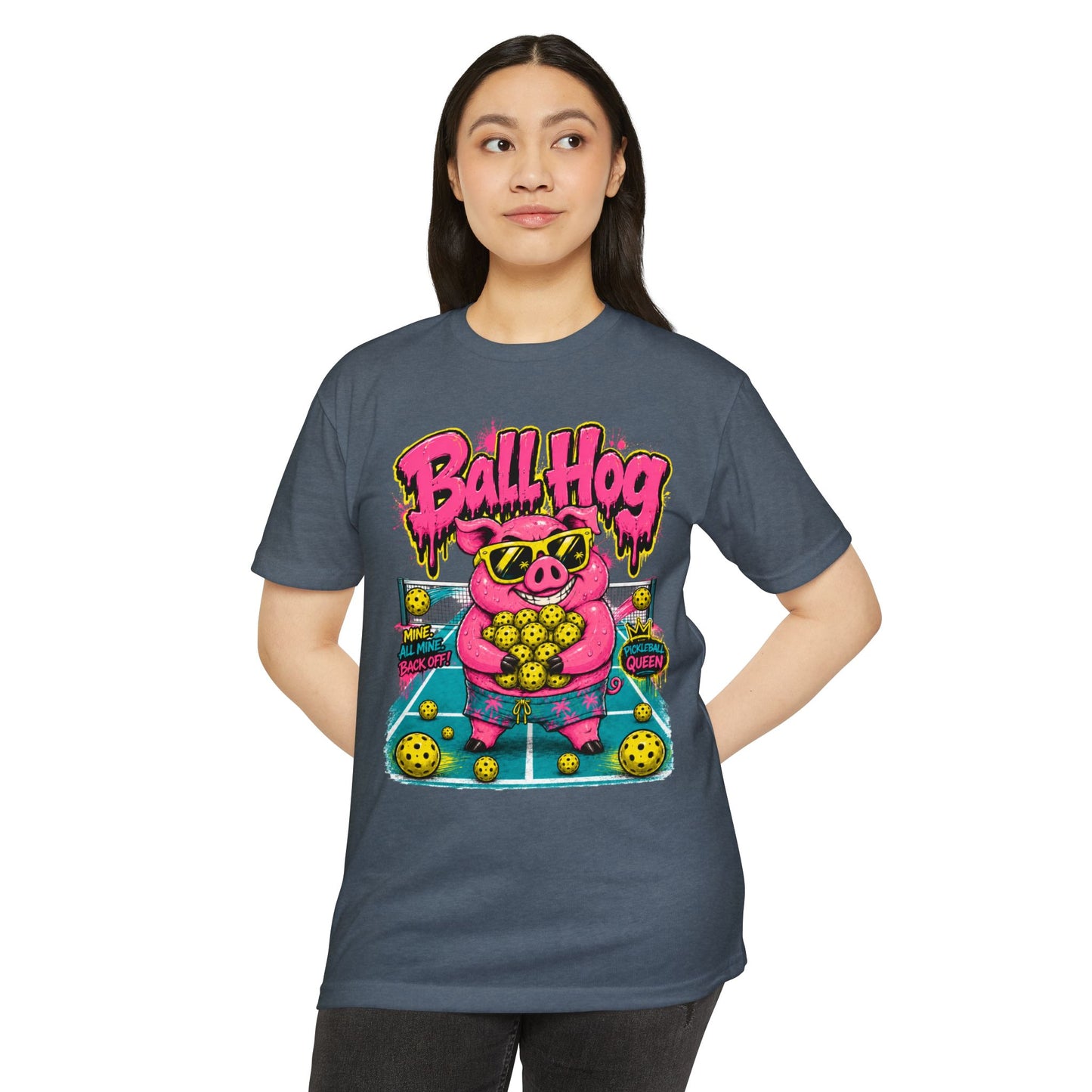 Ball Hog Pickleball T-Shirt — Retro Pig Graphic Tee ("Ball Hog")