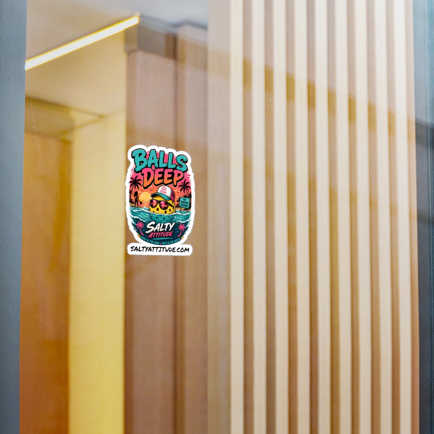 Balls Deep Salty Attitude Vinyl Sticker — Kiss-Cut Decal (Beach, Surf Vibe)