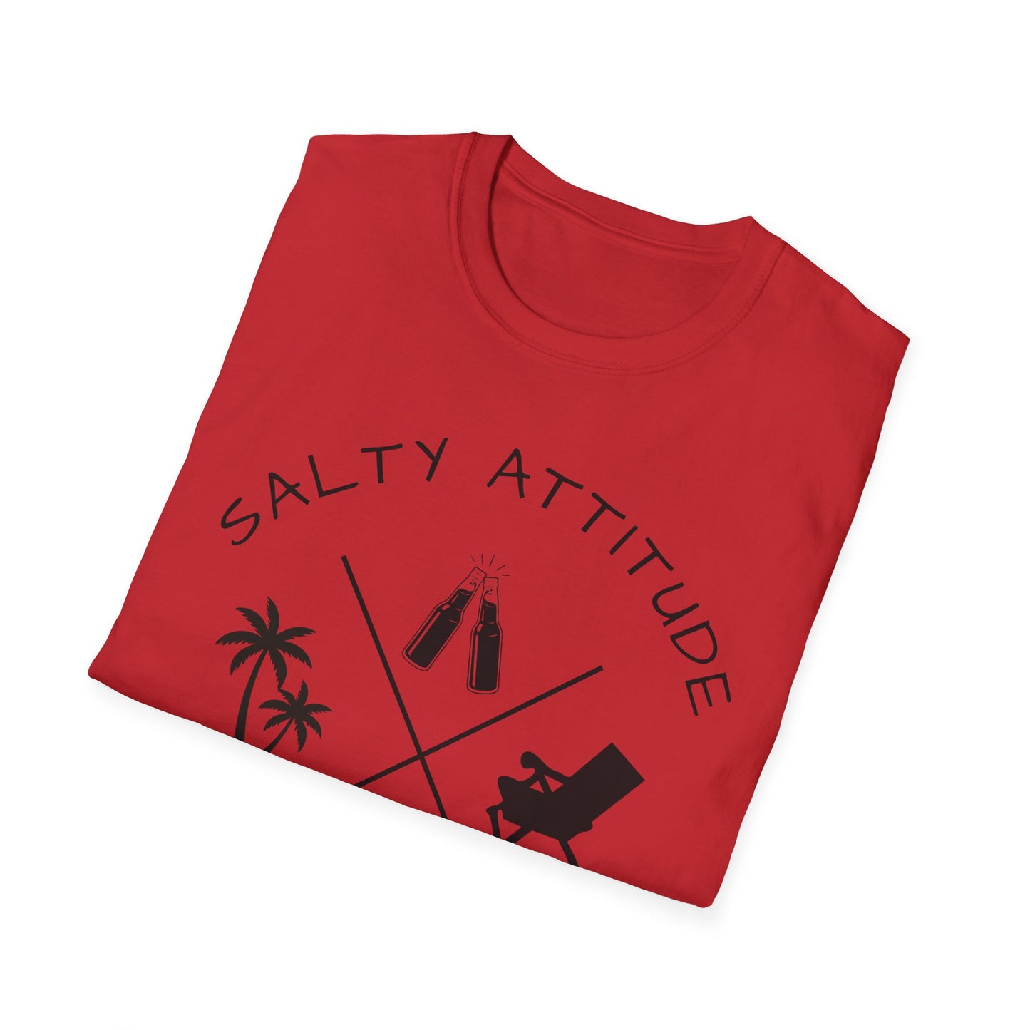 Salty Attitude Beach T-Shirt — Coastal Vacation Shirt with Sunglasses & Palm Icons