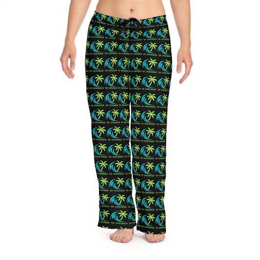 Pajama Pants — Tropical Palm Pattern Lounge Sleepwear