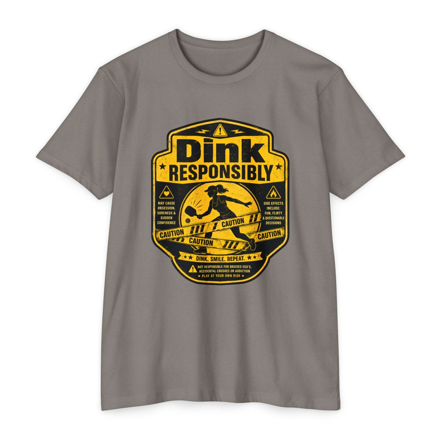 Dink Responsibly T-Shirt — Funny Pickleball 'Dink Responsibly' Graphic Tee (Salty Logo on Back)
