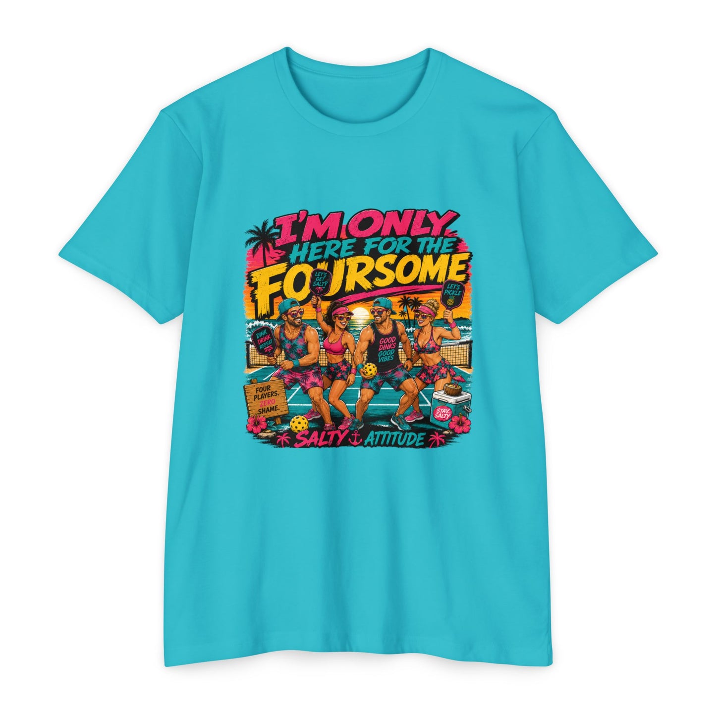I'm Only Here for the Foursome Beach T-Shirt — Salty Attitude Retro Vacation Tee