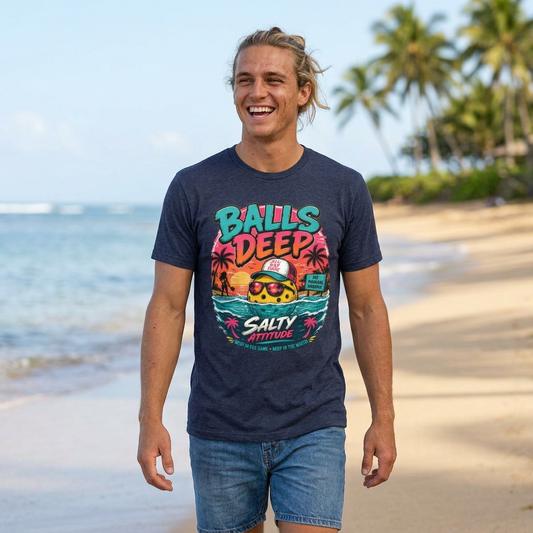 Beach  T-Shirt — "Balls Deep" Salty Attitude Summer Tee