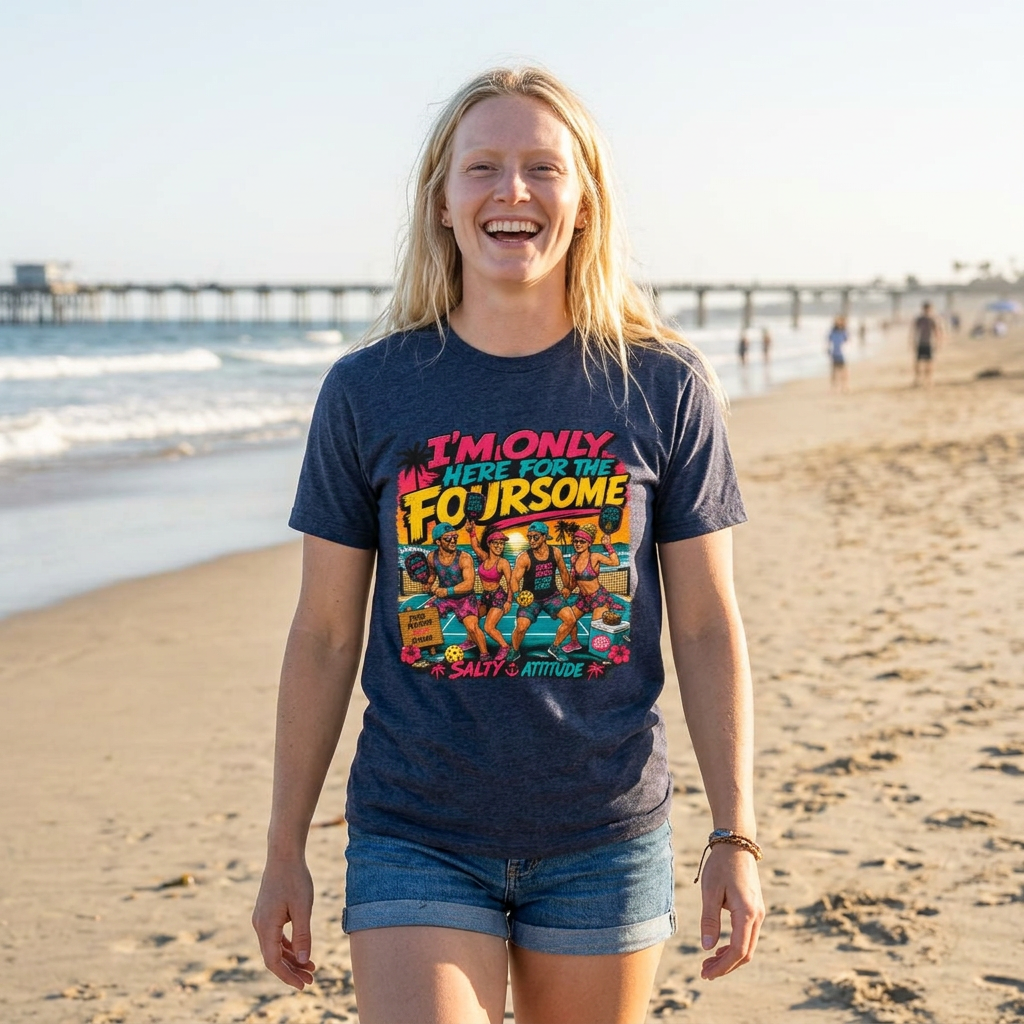 I'm Only Here for the Foursome Beach T-Shirt — Salty Attitude Retro Vacation Tee