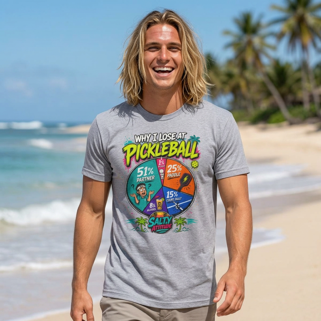 Pickleball Loss Pie Chart T-Shirt — “Why I Lose at Pickleball” Funny Sports Tee